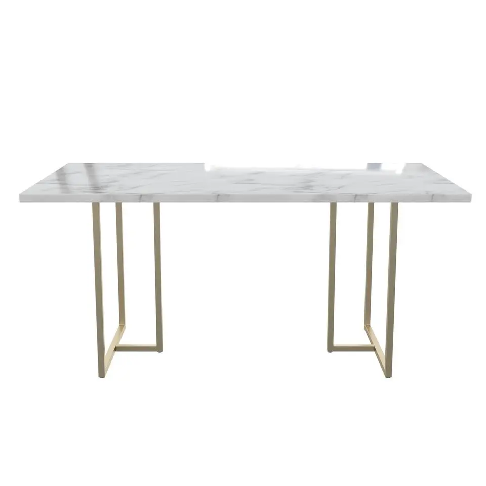 Astor - Eettafel 160x90 cm 6 zitplaatsen in wit marmer look
