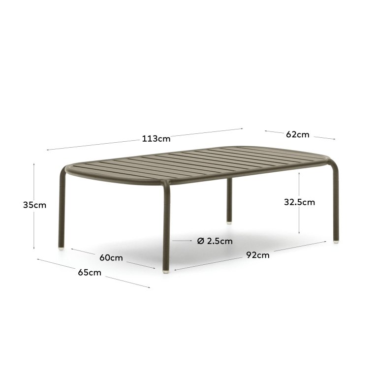 Kave Home Joncols Outdoor salontafel 113x62 groen