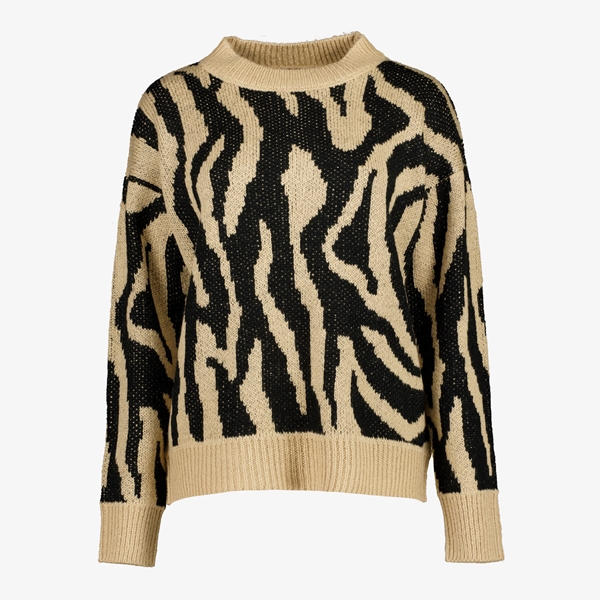 TwoDay dames trui met luipaardprint zwart/bruin