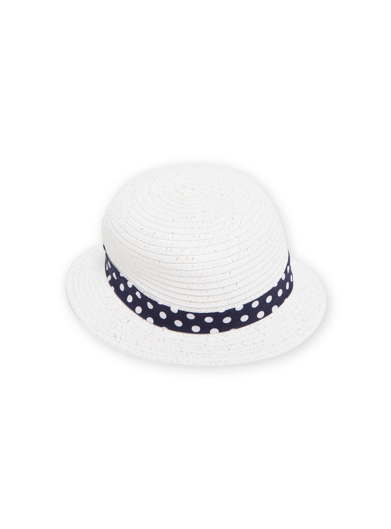 Chapeau écru nud à pois bébé fille