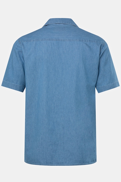 Hemd, Halbarm, Jeans-Look, Cuba-Kragen, Cuba-Fit, bis 8 XL