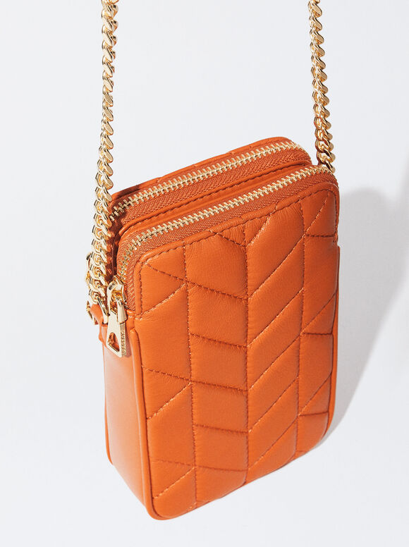 Bolsa acolchoada para celular - Laranja