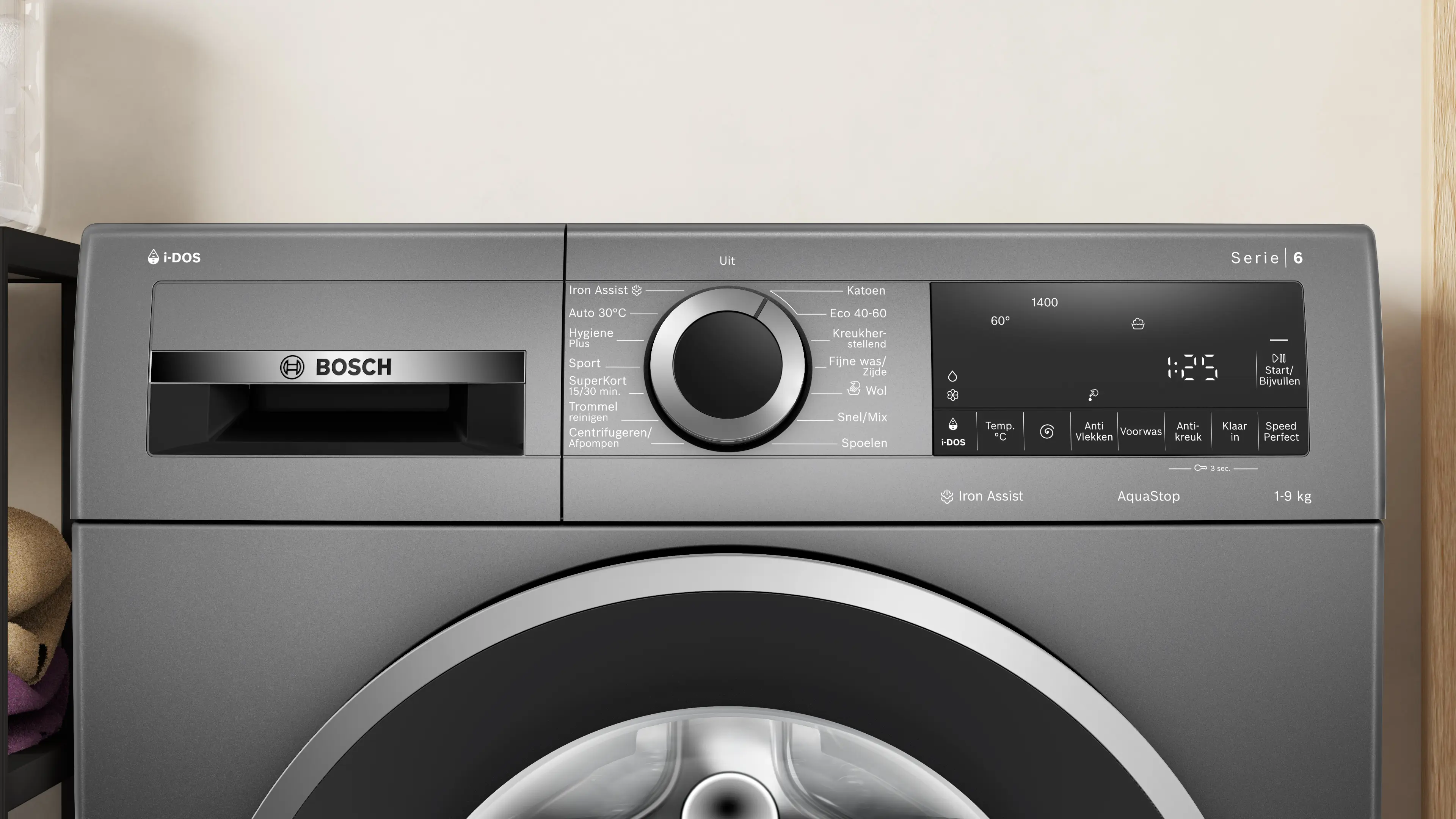 Serie 6 Wasmachine, voorlader 9 kg max. 1400 rpm, Cast iron grey