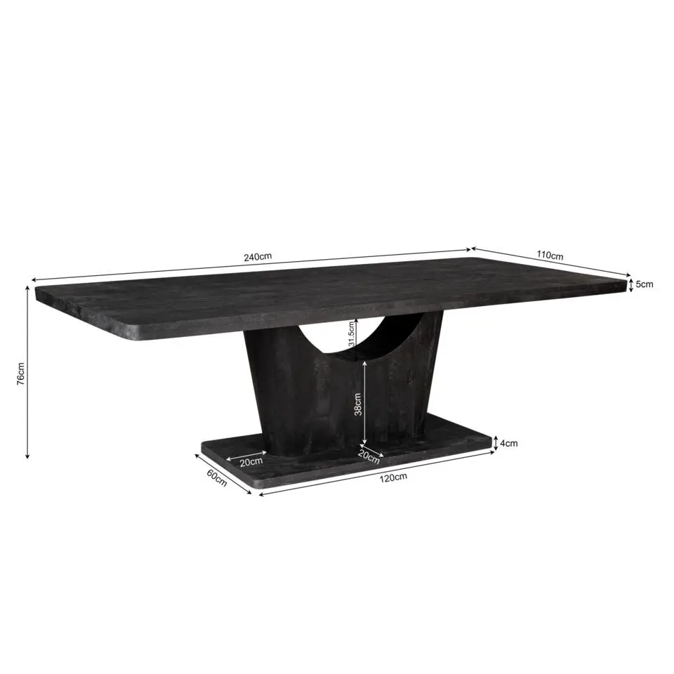 Starfurn - Eettafel Voco - Zwart - 110x240x76 cm