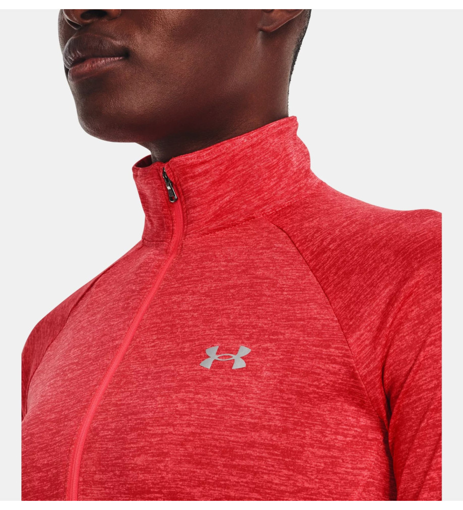 Moletom com capuz Under Armour UA Tech Twist com meio zíper, vermelho