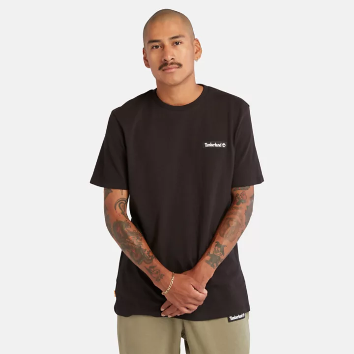 T-shirt épais à écusson tissé unisexe en noir