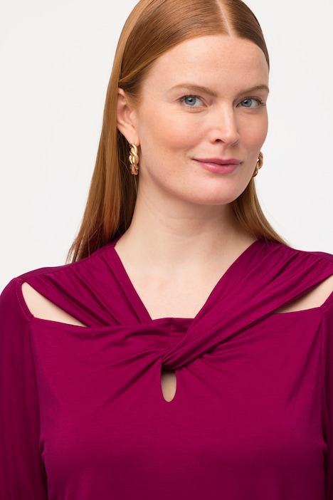 Shirt, drapierter Ausschnitt, Cut-Outs, 3/4-Arm