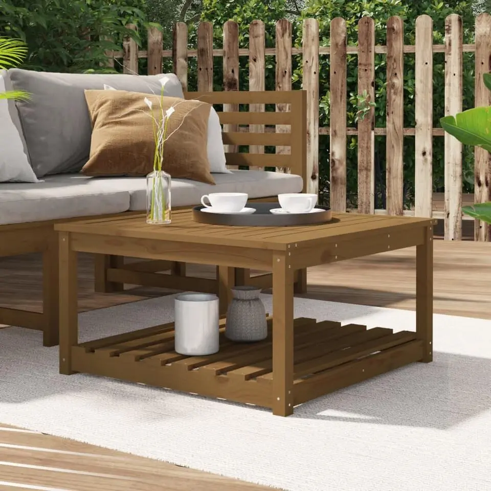 vidaXL - Tuintafel met opbergruimte - Honingbruin - Grenenhout - 82,5x82,5x45 cm