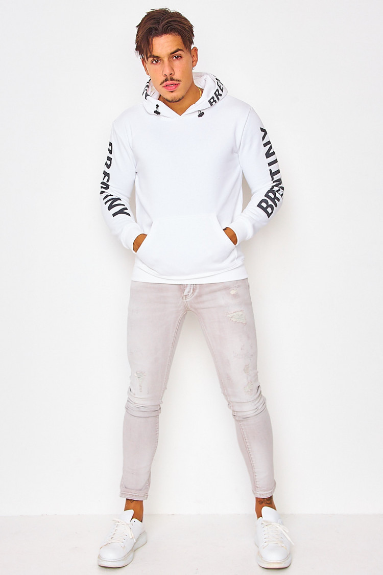 Sweat à capuche blanc Brentiny