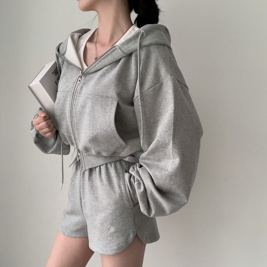 Coris - Effen cropped hoodie met rits