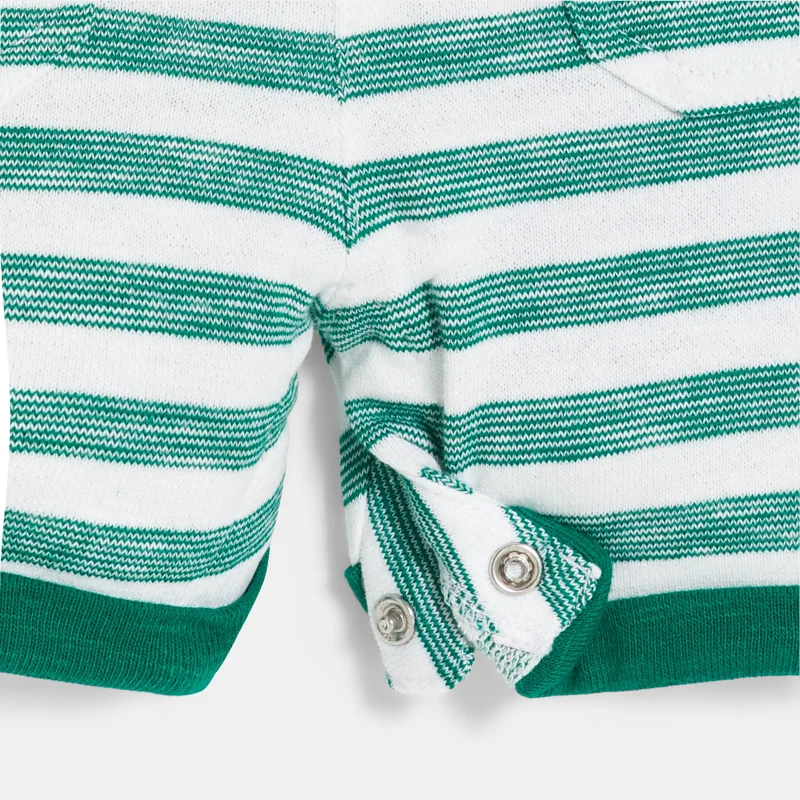 Salopette rayée en maille vert bébé garçon Vert