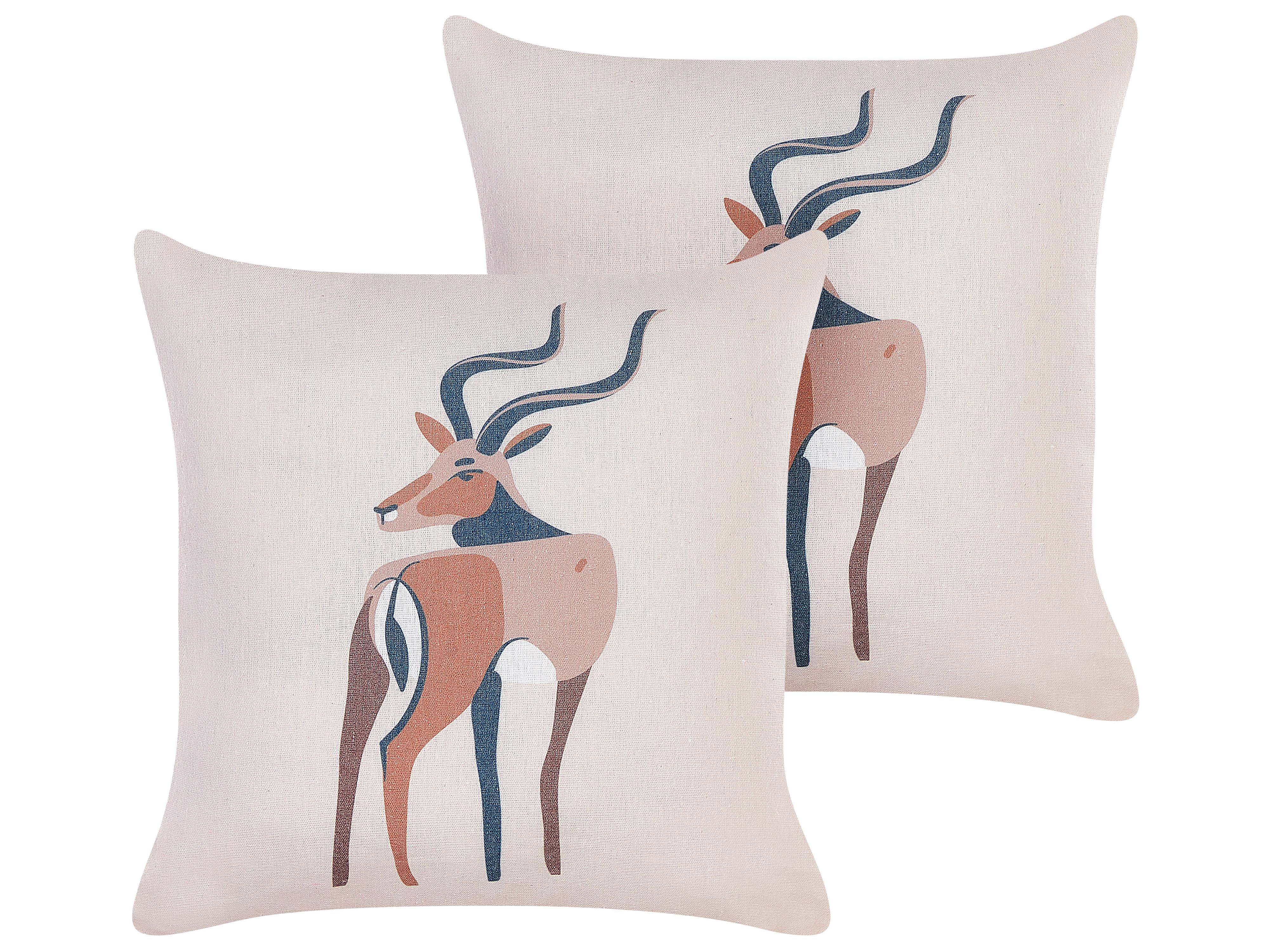 Set van 2 sierkussens ABAL 45 x 45 cm Beige dierenprint
