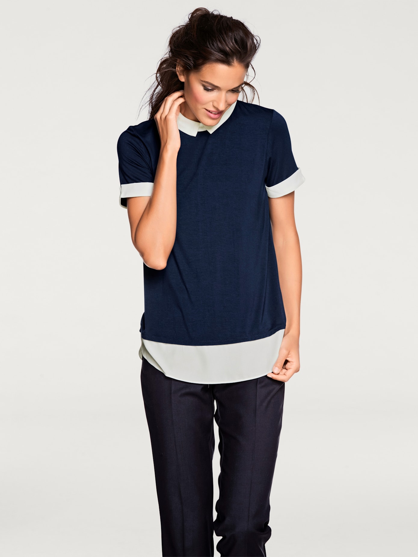 T-shirt à encolure ronde joli look 2 en 1