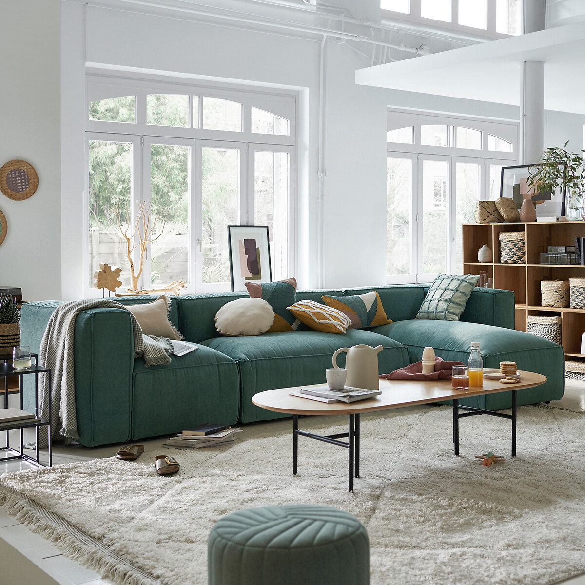 LA REDOUTE INTERIORS<br>Sofá modular de 2 lugares em veludo texturizado, Seven