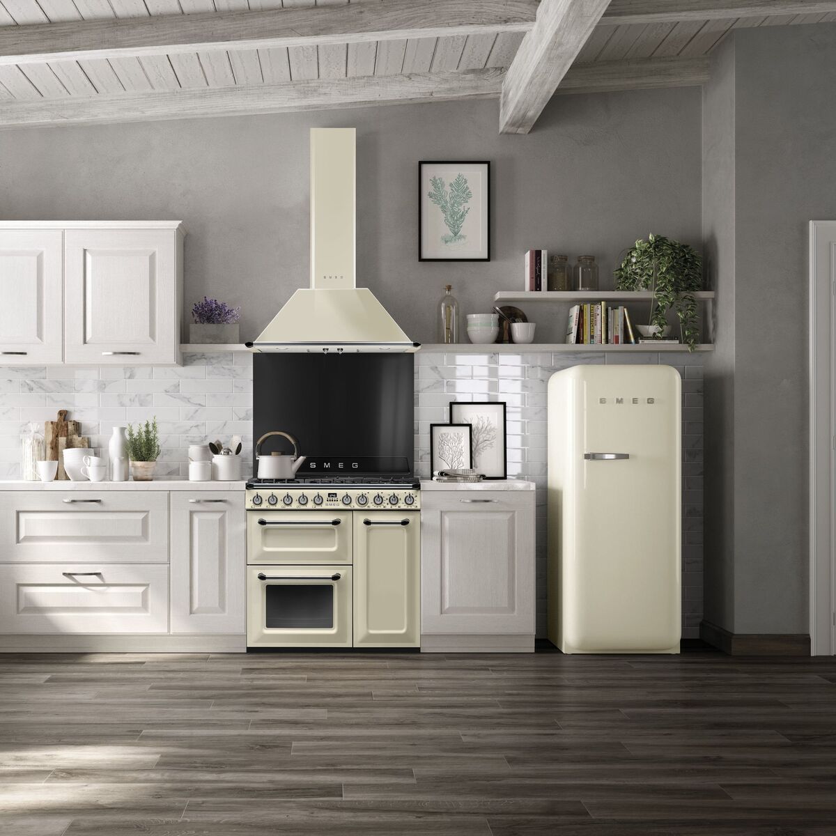 Victoria Gasskomfyr 90 cm med 3 Ovner, Creme