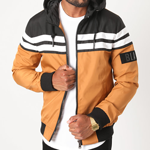 Veste Zippée Capuche S3165 Camel Noir