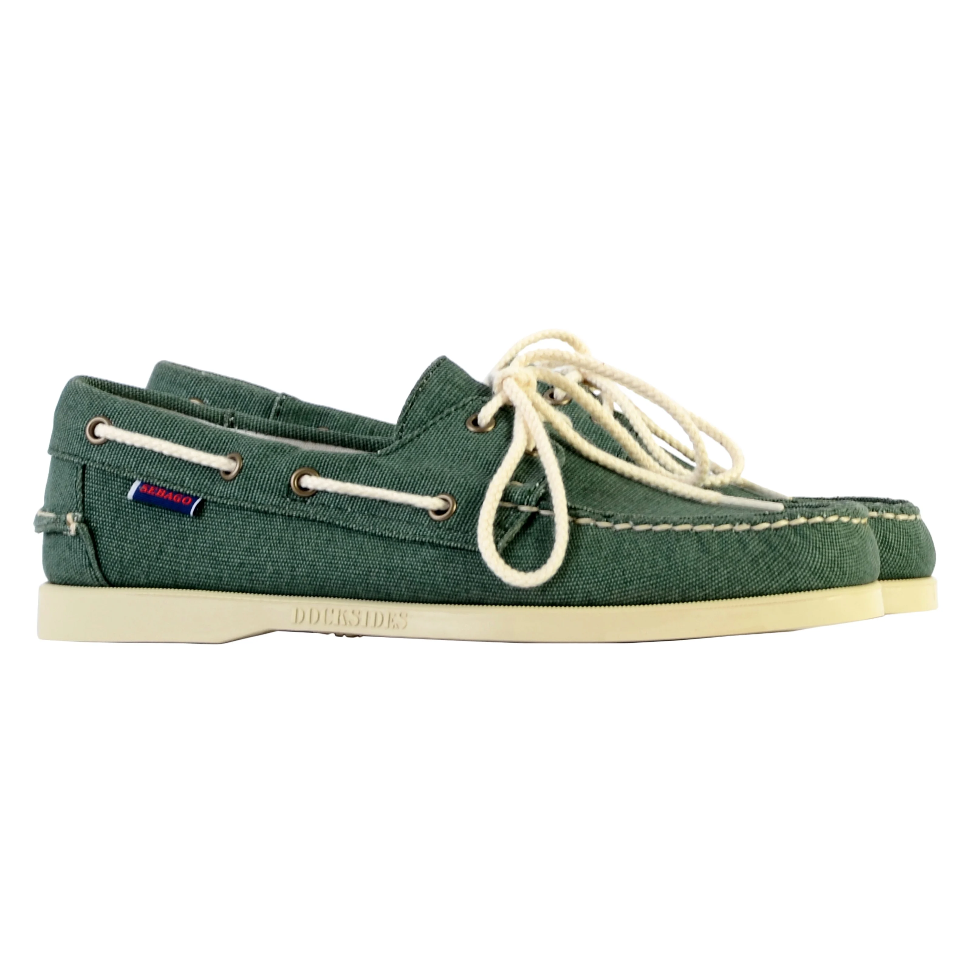 Mocassin à lacets100z washed canvas | Vert