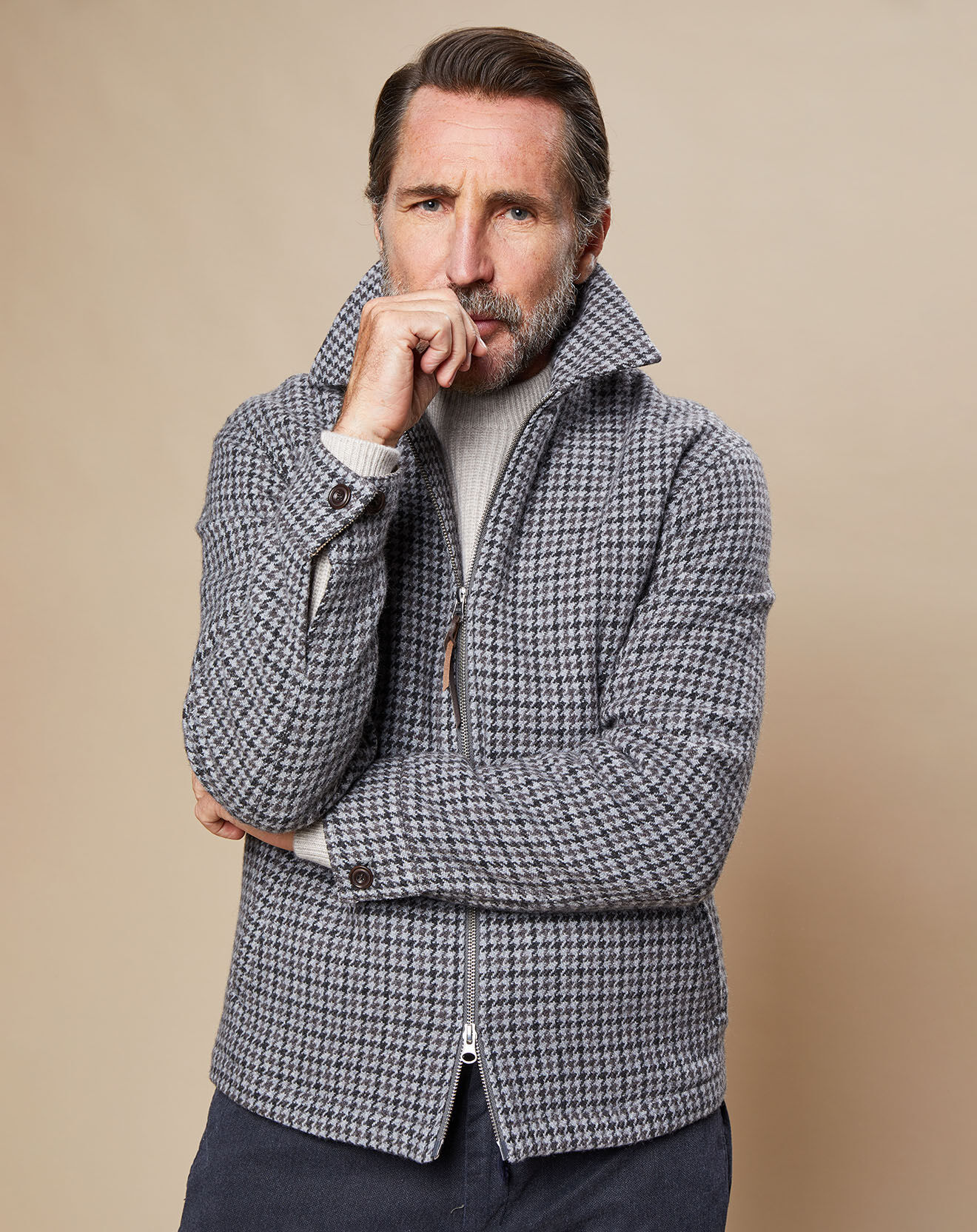 Hartford Blouson en Laine mélangée Desmond pied-de-poule flanelle/charcoal/noix