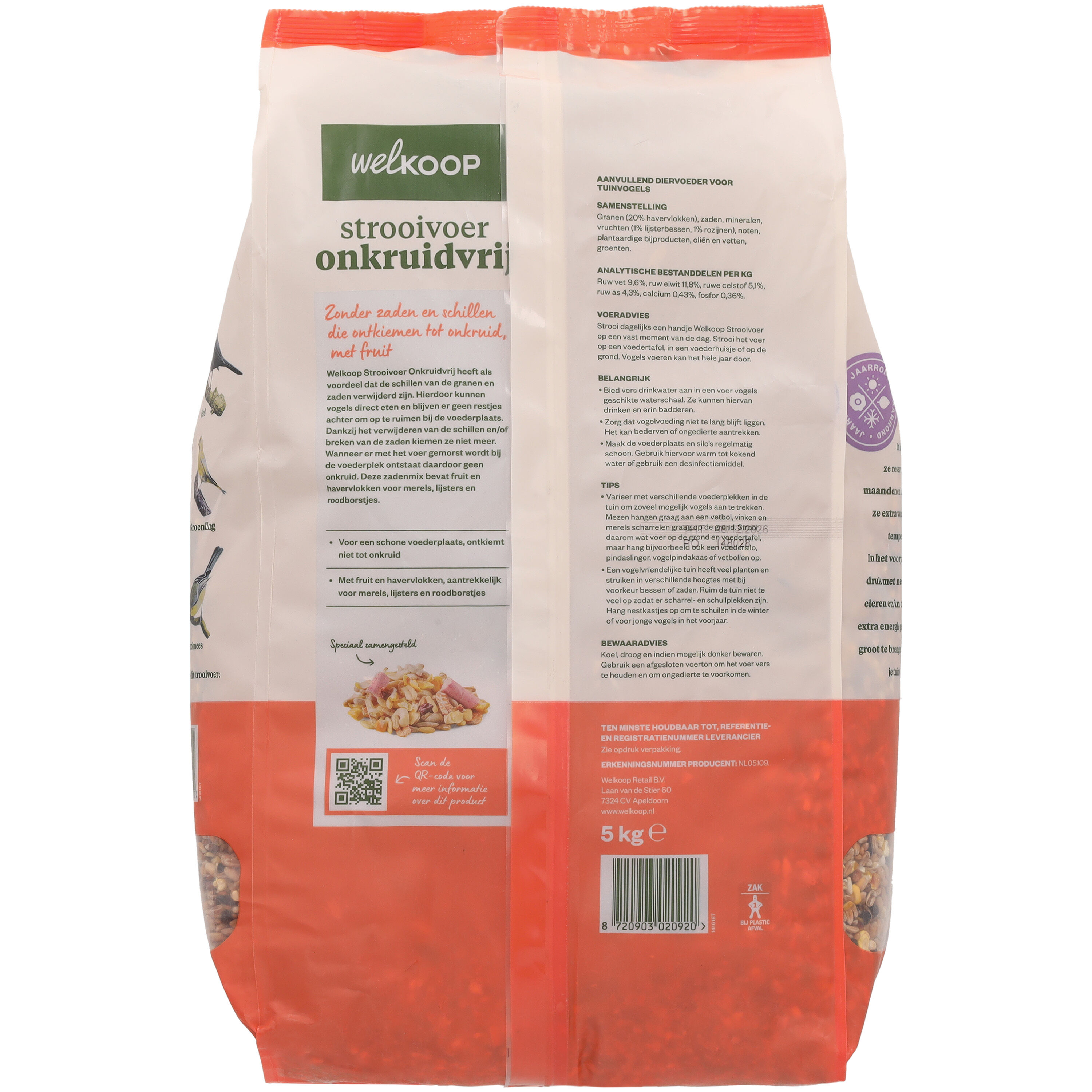 Welkoop - Strooivoer met Fruit - Onkruidvrij - Tuinvogelvoer - 5 Kilogram - Onkruidvrij