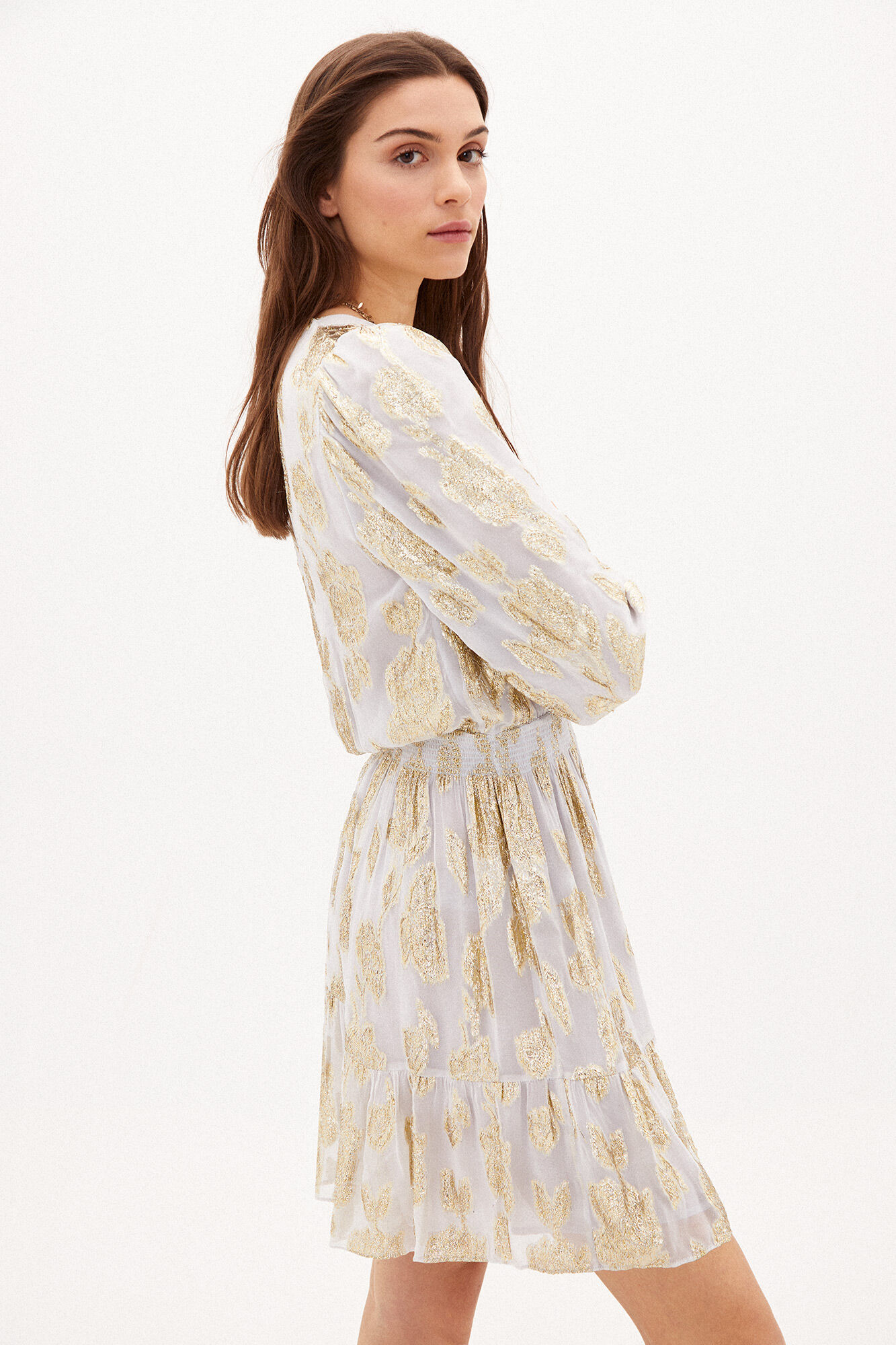 Vestido curto Mona com lurex - Amarelo