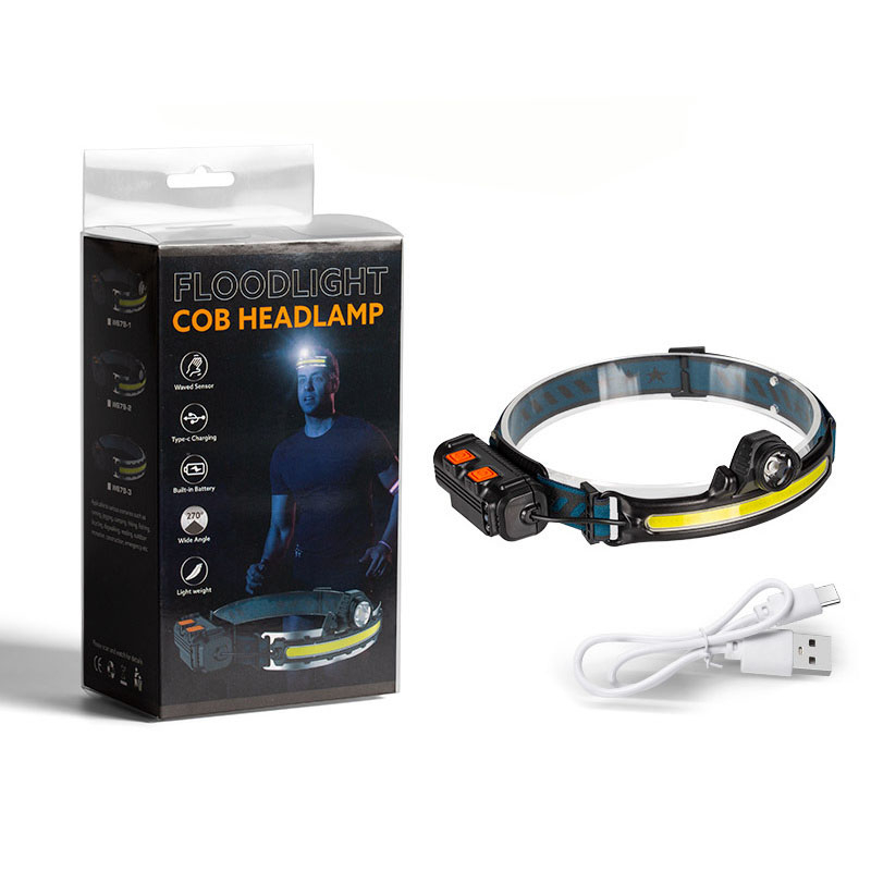 2000 Lumen Outdoor Running Stirnlampe COB LED Kopflampe IPX65 zum Wandern / Joggen / Radfahren mit 6 Leuchtmodi (2000mAh) - Blau / Schwarz