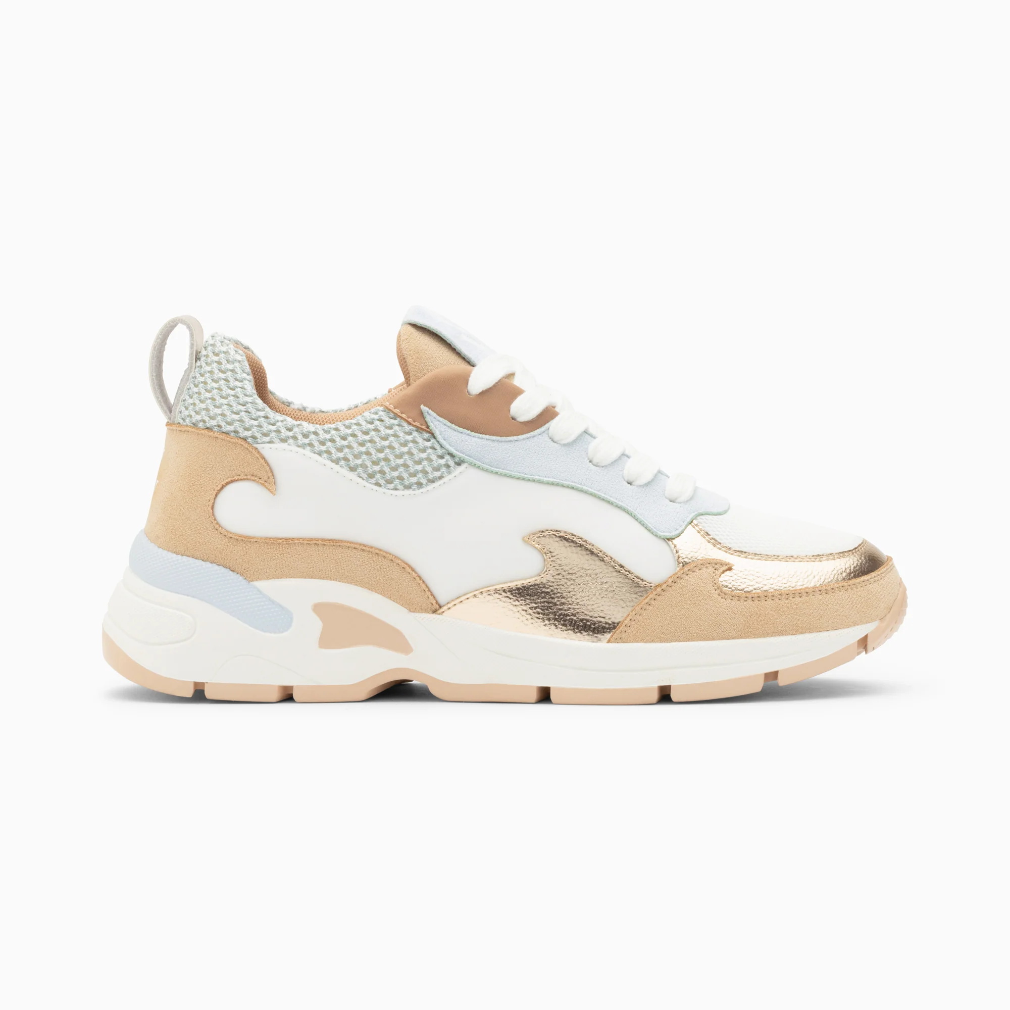 Sneakers-Baskets flamme Anita bleu et beige