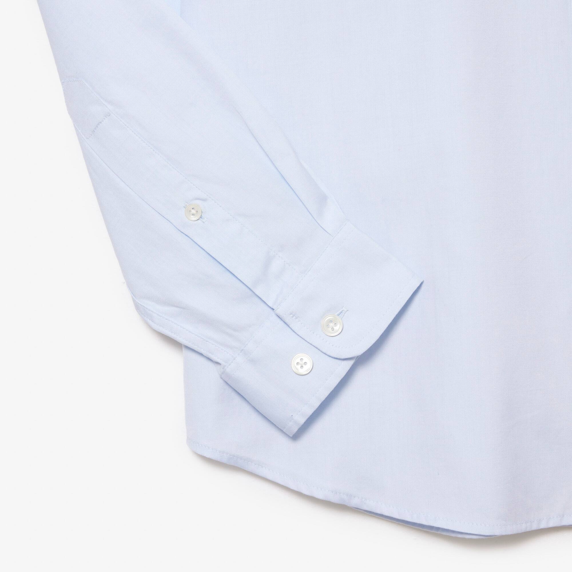Chemise slim fit unie en coton premium Manches Longues - Bleu - Lacoste - Homme