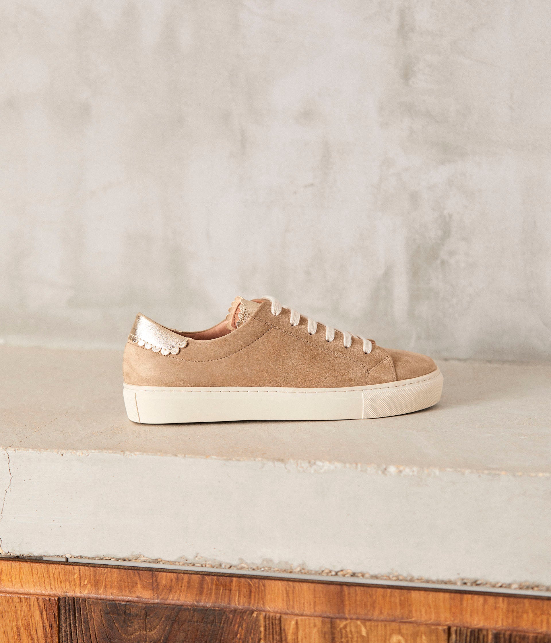 Baskets velours beige Suzanne