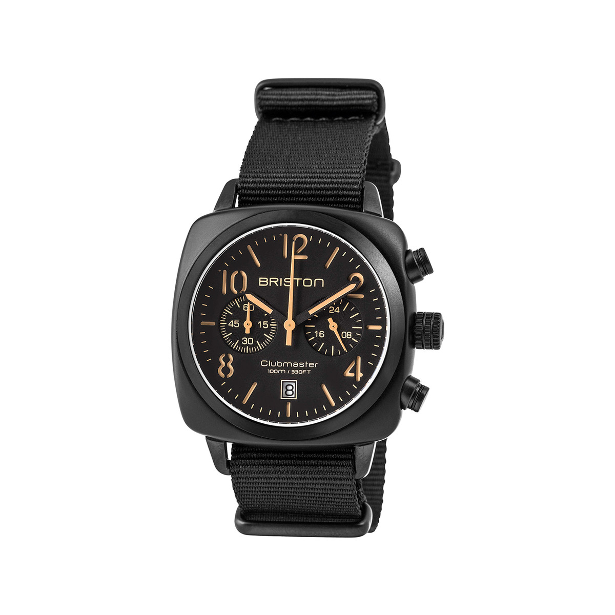 Montre BRISTON clubmaster classic chrono homme bracelet tissu noir