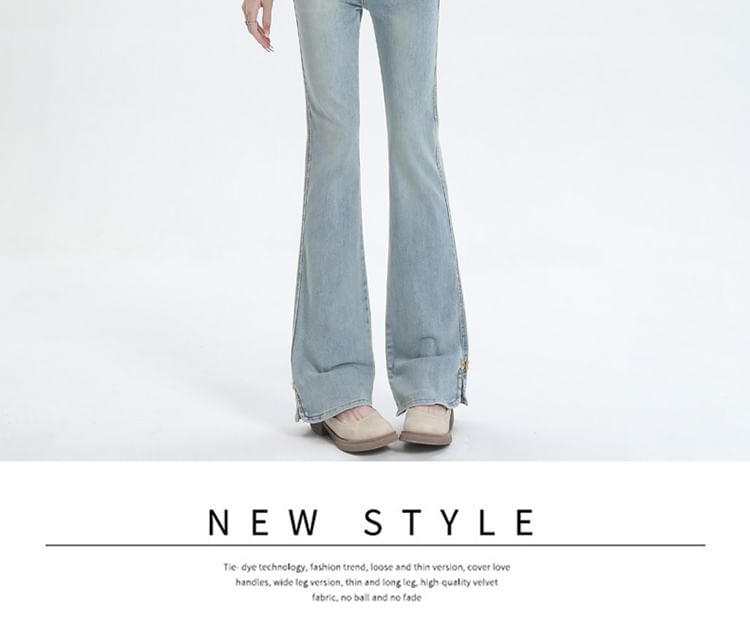 Denimot - High Rise Washed Slit Bootcut Jeans (diverse designs)
