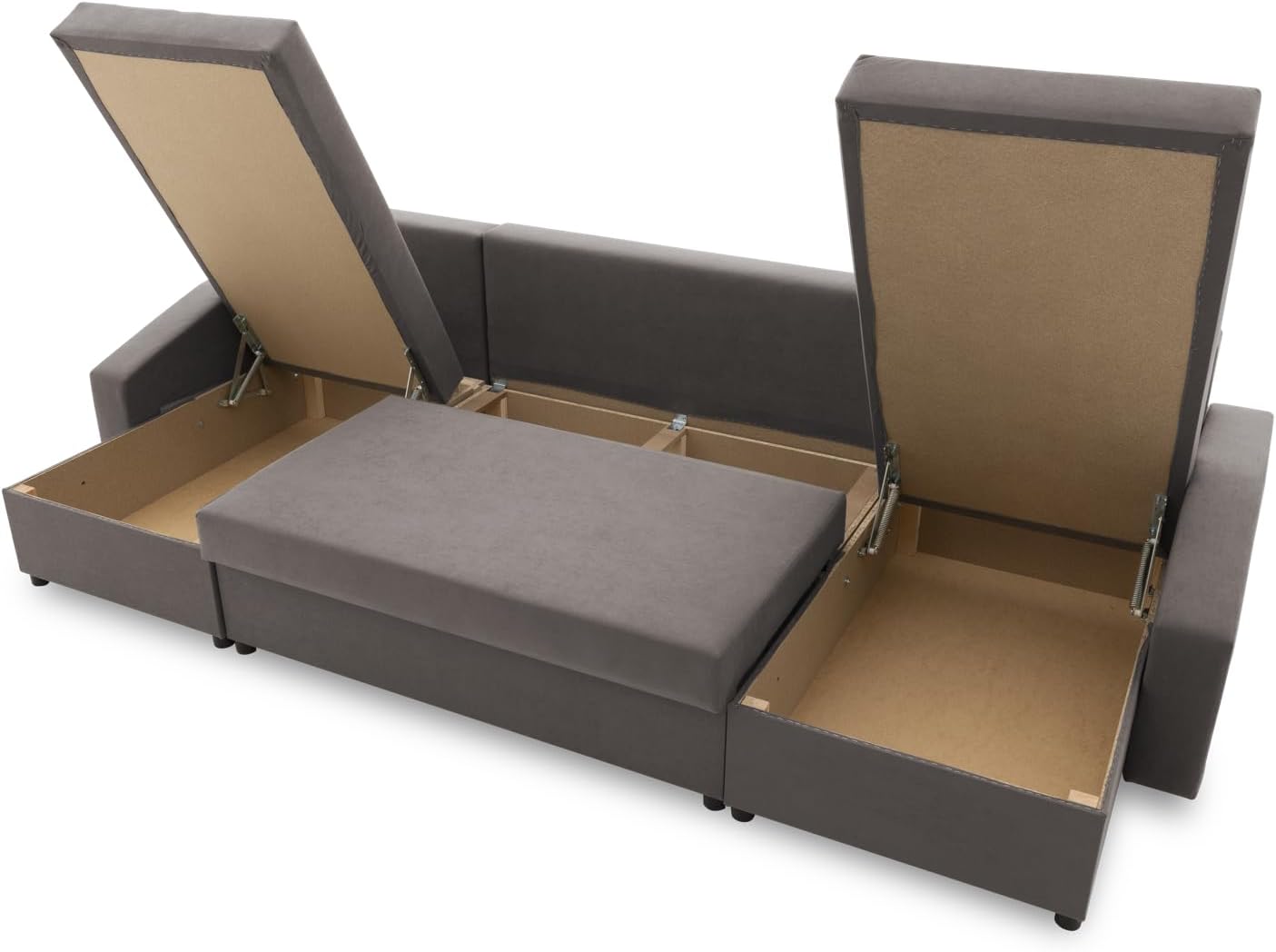 Mebligo ECKSOFA U MIT SCHLAFFUNKTION Sparta Schwarz/Grau