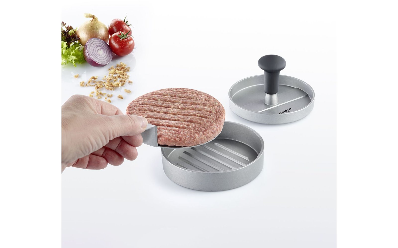 Westmark Hamburgermaker mit Heber Uno Plus silber