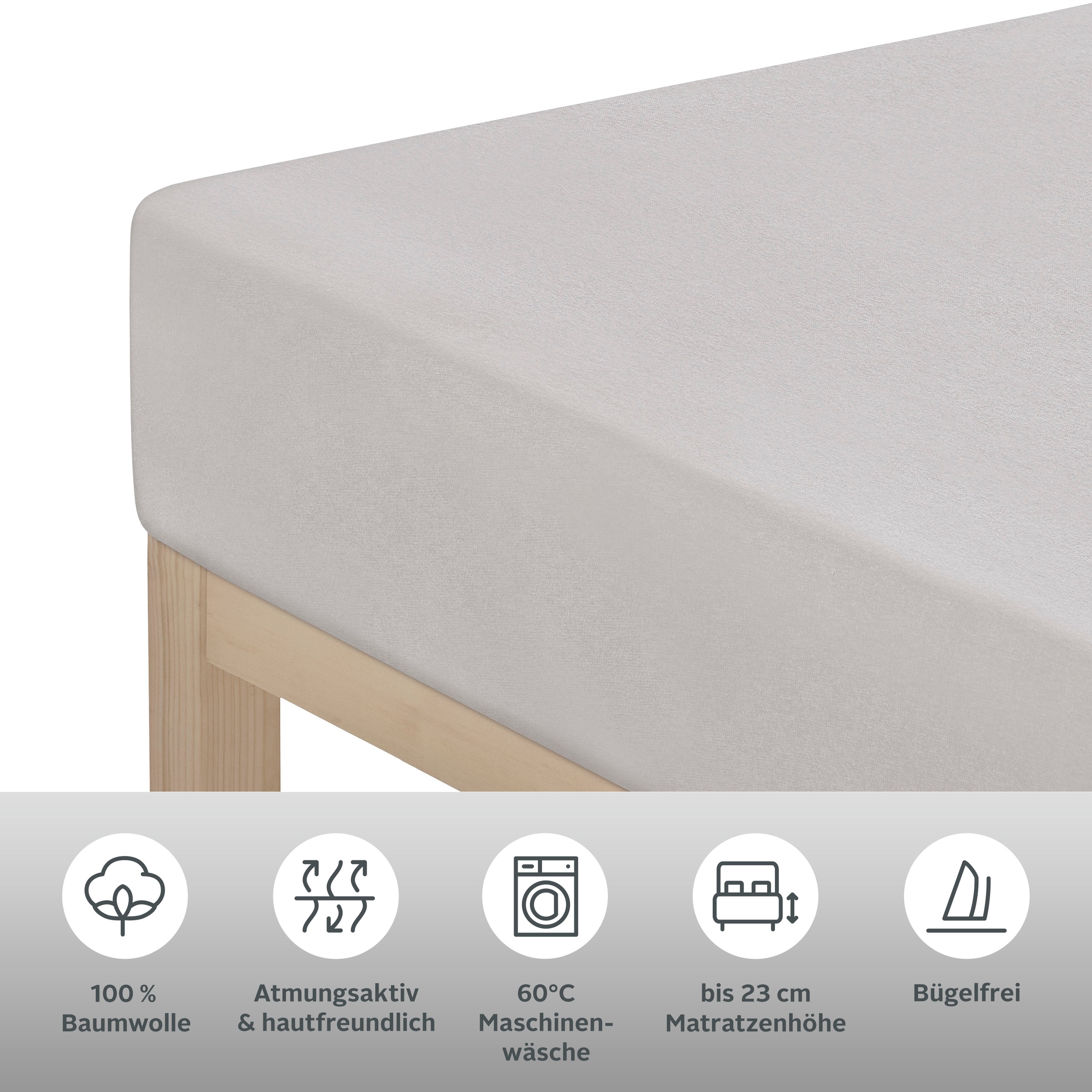 GOODproduct Spannbettlaken »GRETA Jersey aus 100% Baumwolle, 150 g/m²« Premium Bettlaken für Matratzen bis 23 cm Höhe, perfekter Sitz