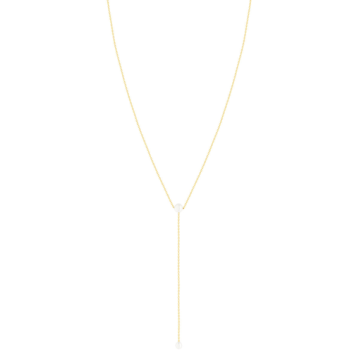 Collier or 375 jaune 2 perles de culture de Chine 43cm