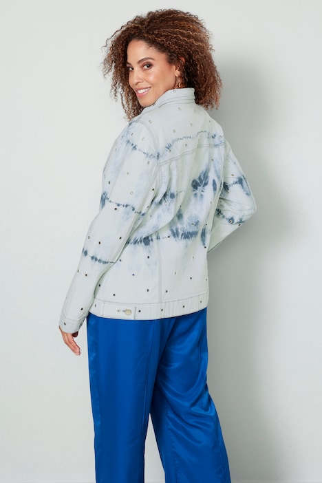 Jeansjacke, Batik, Ziernieten, Langarm