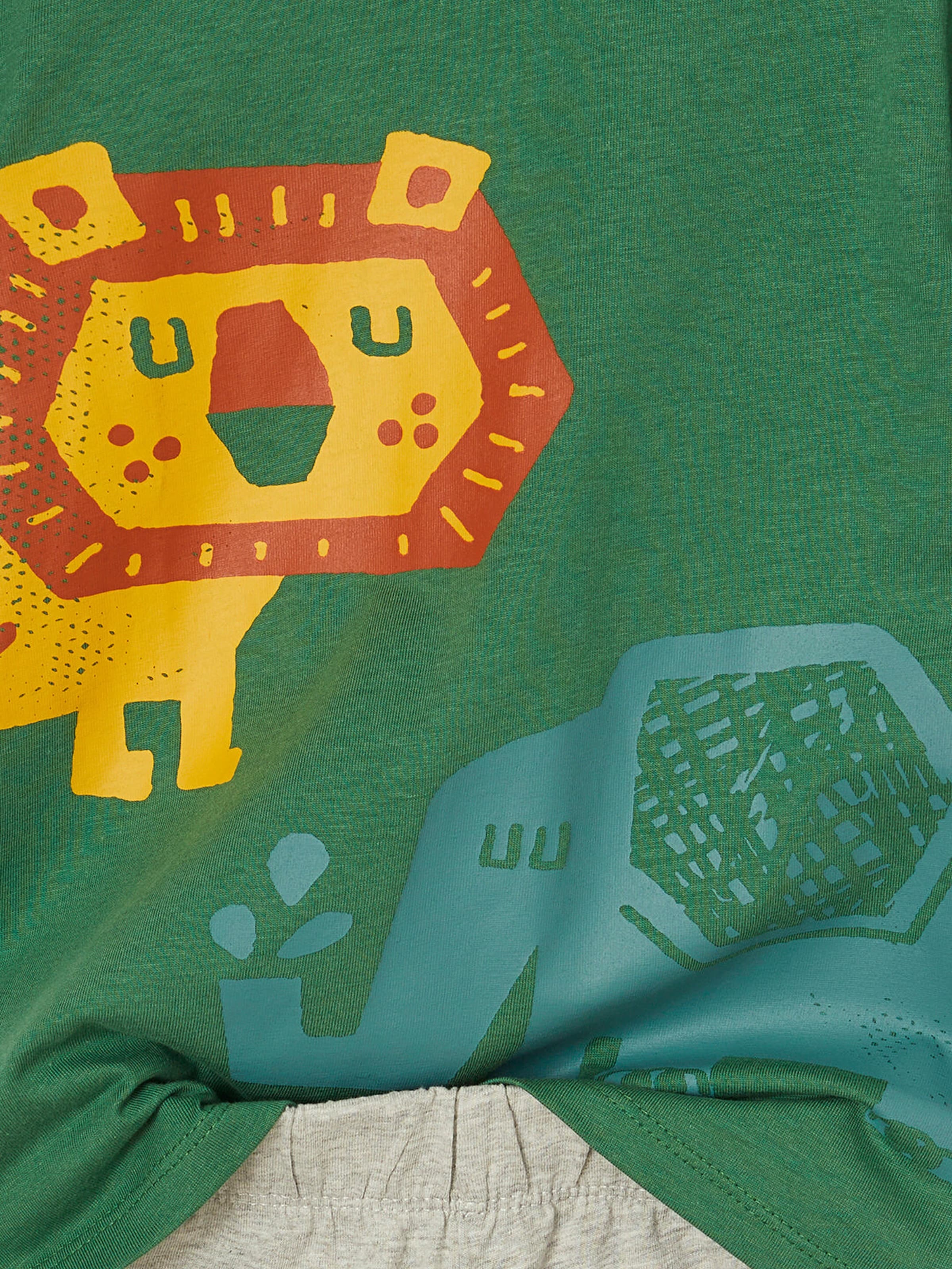 Vertbaudet 2er-Pack Jungen Sommer-Schlafanzüge, Savannentiere mit Recycling-Baumwolle petrol