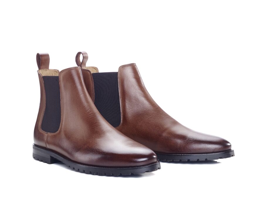 Chelsea boots semelle gomme avec talon bottier Chocolat Patiné - BENTFIELD GOMME