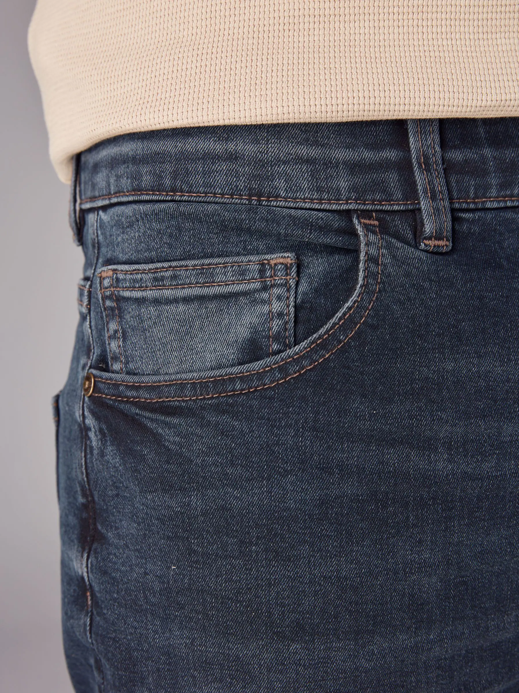 Donkerblauw - Rechte, klassieke jeans met stretch