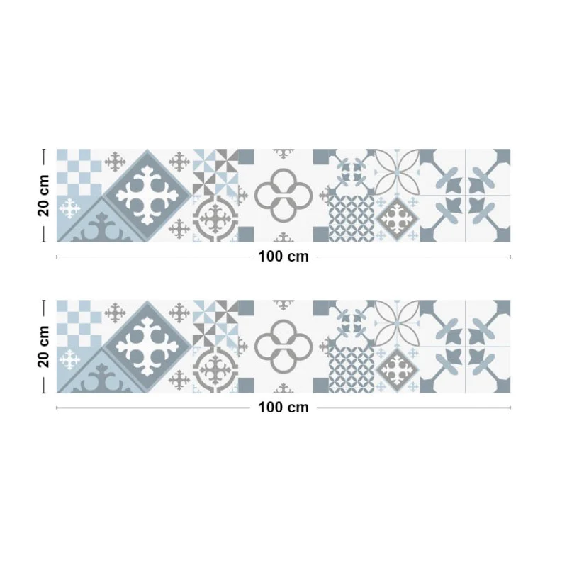 Crédence cuisine Bandeau ALU lot de 2 L100xH 20cm - CIMENT STYLE GRIS