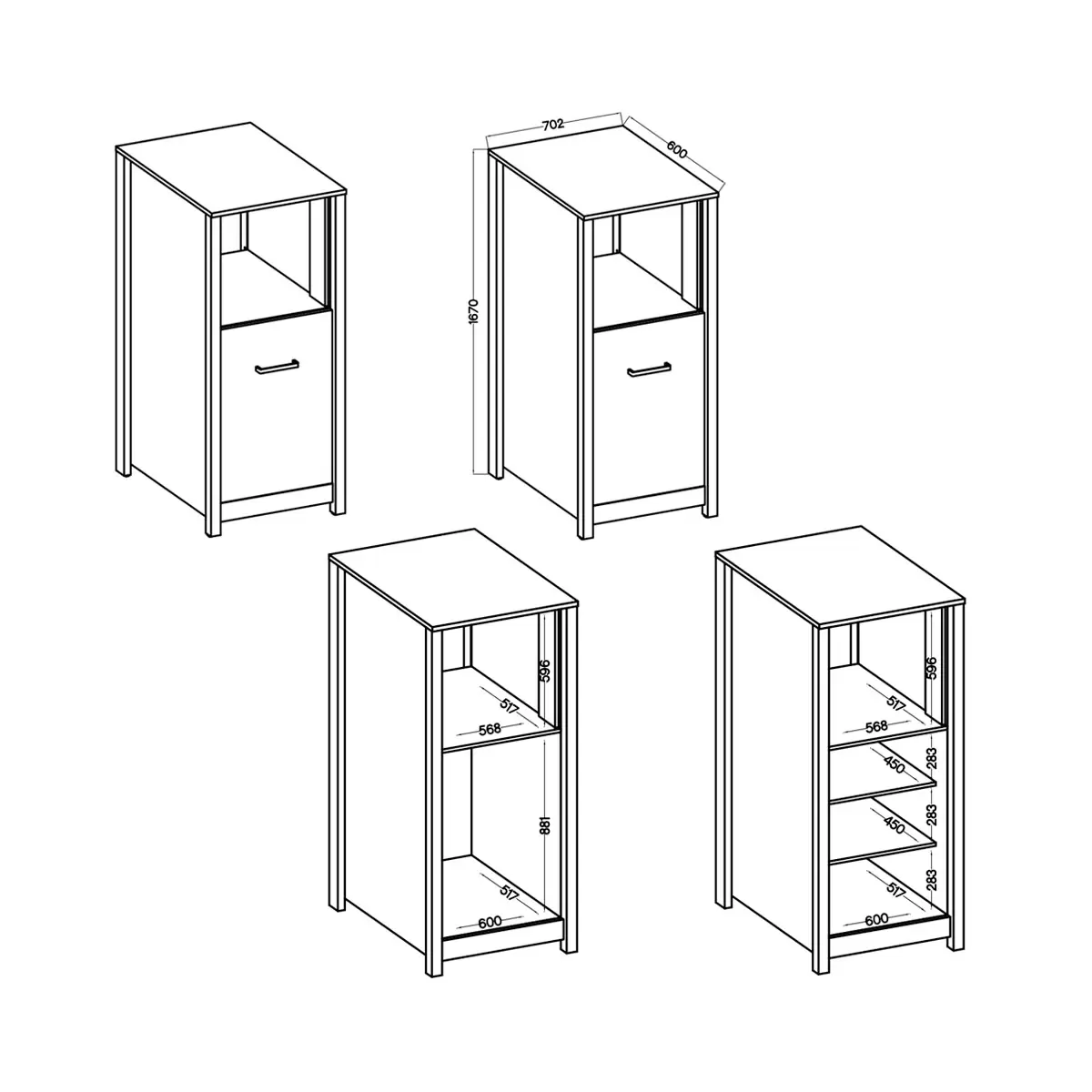 Geräte-Hochschrank Veneto anthrazit,Artisan Eiche