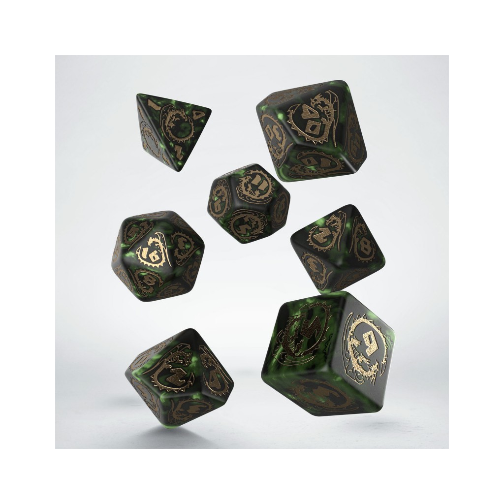 Dragons Bottle Green & Gold Dice Set