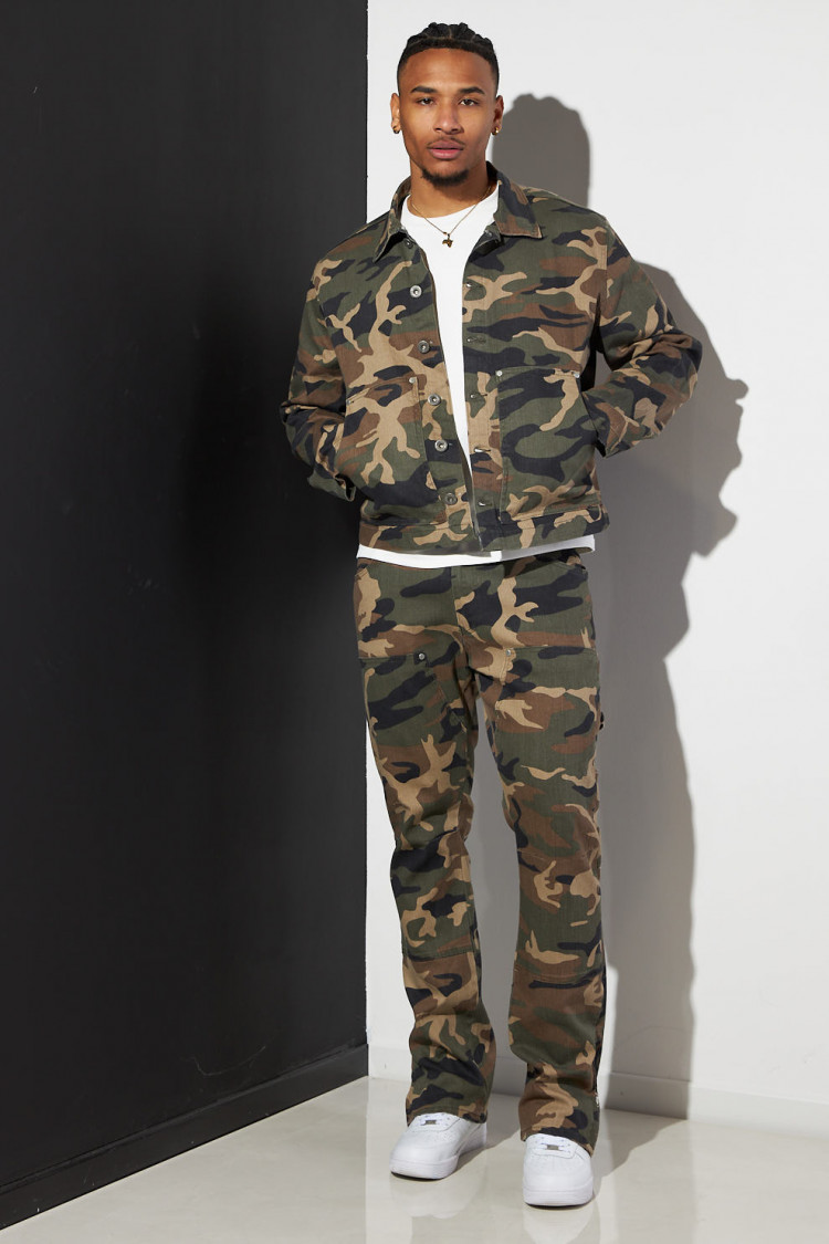Ensemble 2 pièces veste + jean kaki camouflage