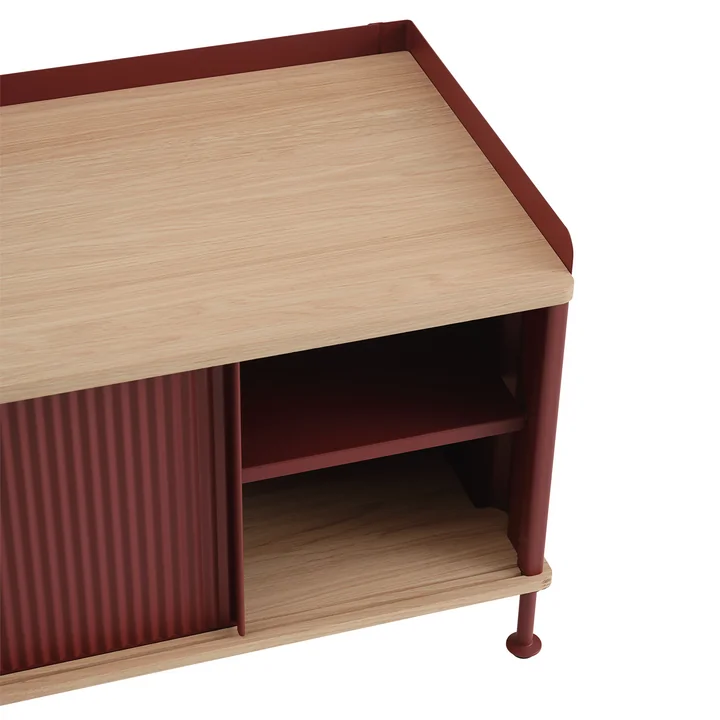 Muuto - Enfold Sideboard, 186 x 48 cm, Eiche / deep red