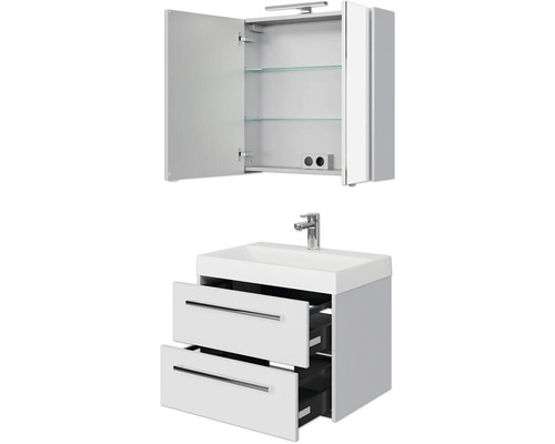 Pelipal Milano badkamermeubelset, BxHxD 70 x 200 x 45 cm, hoogglans witte fronten met witte mineraalgietwastafel, SET-138-013