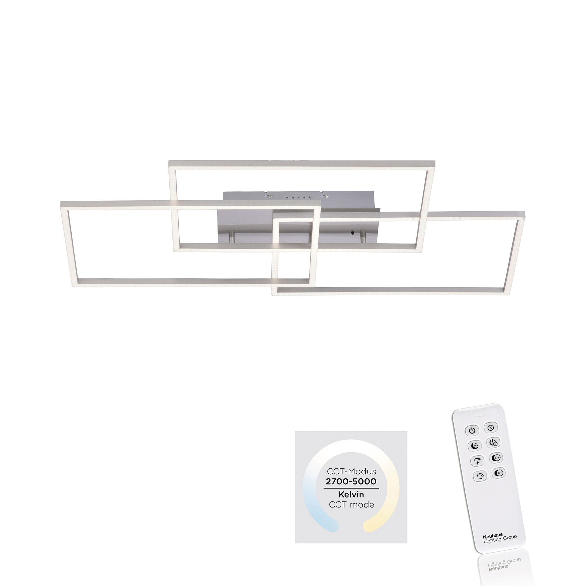 LED-Deckenleuchte - stahlfarben - dimmbar - 82 cm
