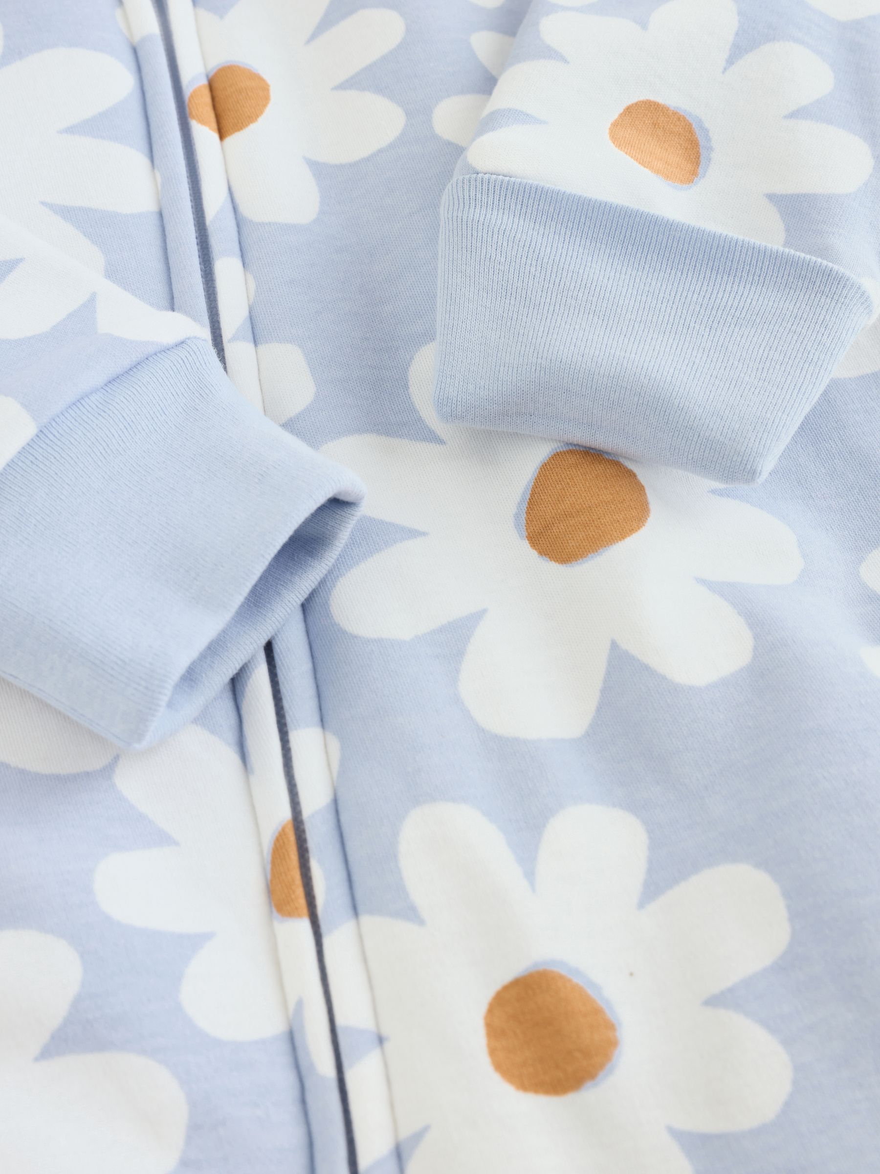 Blauw met bloemen - 2.5 TOG gewatteerde babypyjama