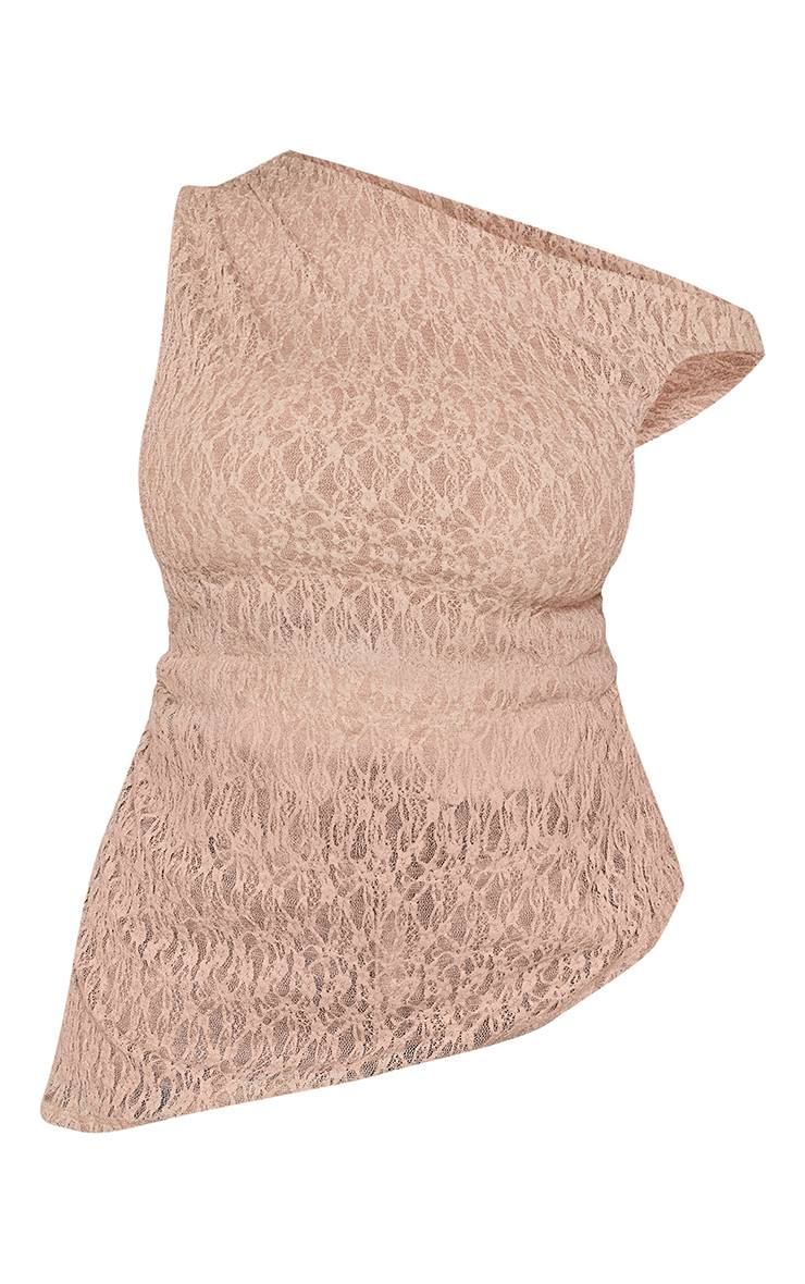 Moka Haut Grande Taille En Dentelle Texturée À Drapé Asymétrique