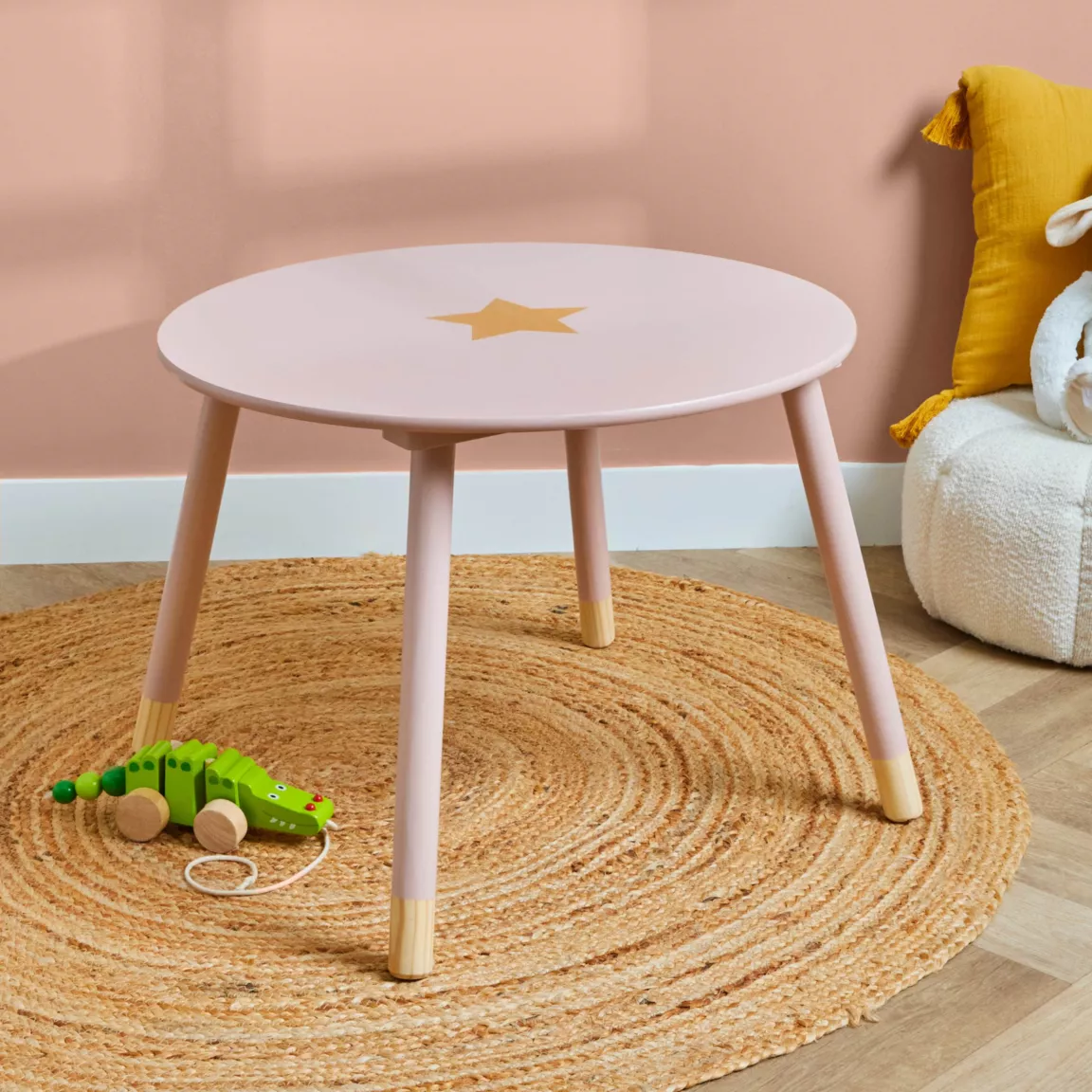 Table enfant bois (H44 cm) Stars Rose