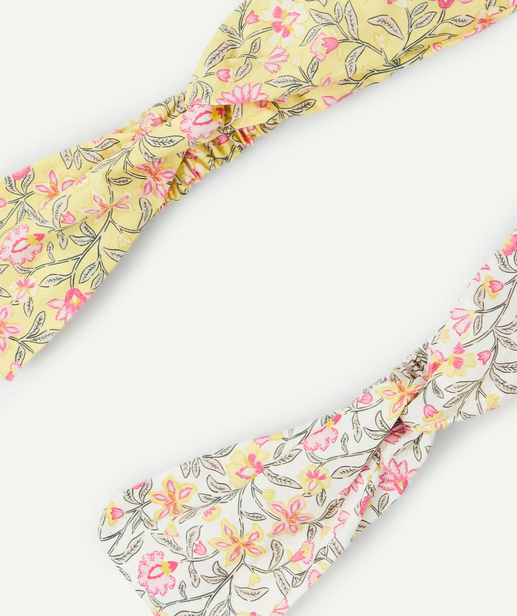 lot de 2 bandeaux fille blanc et jaune avec imprimé à fleurs