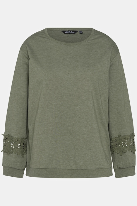 Sweatshirt, Spitze, Rundhals, Langarm